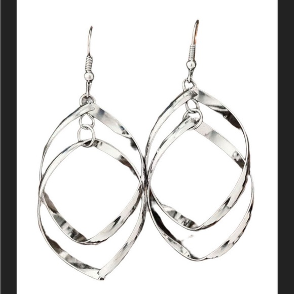 Silver Double Spirals Alloy Earrings - Picture 4 of 4